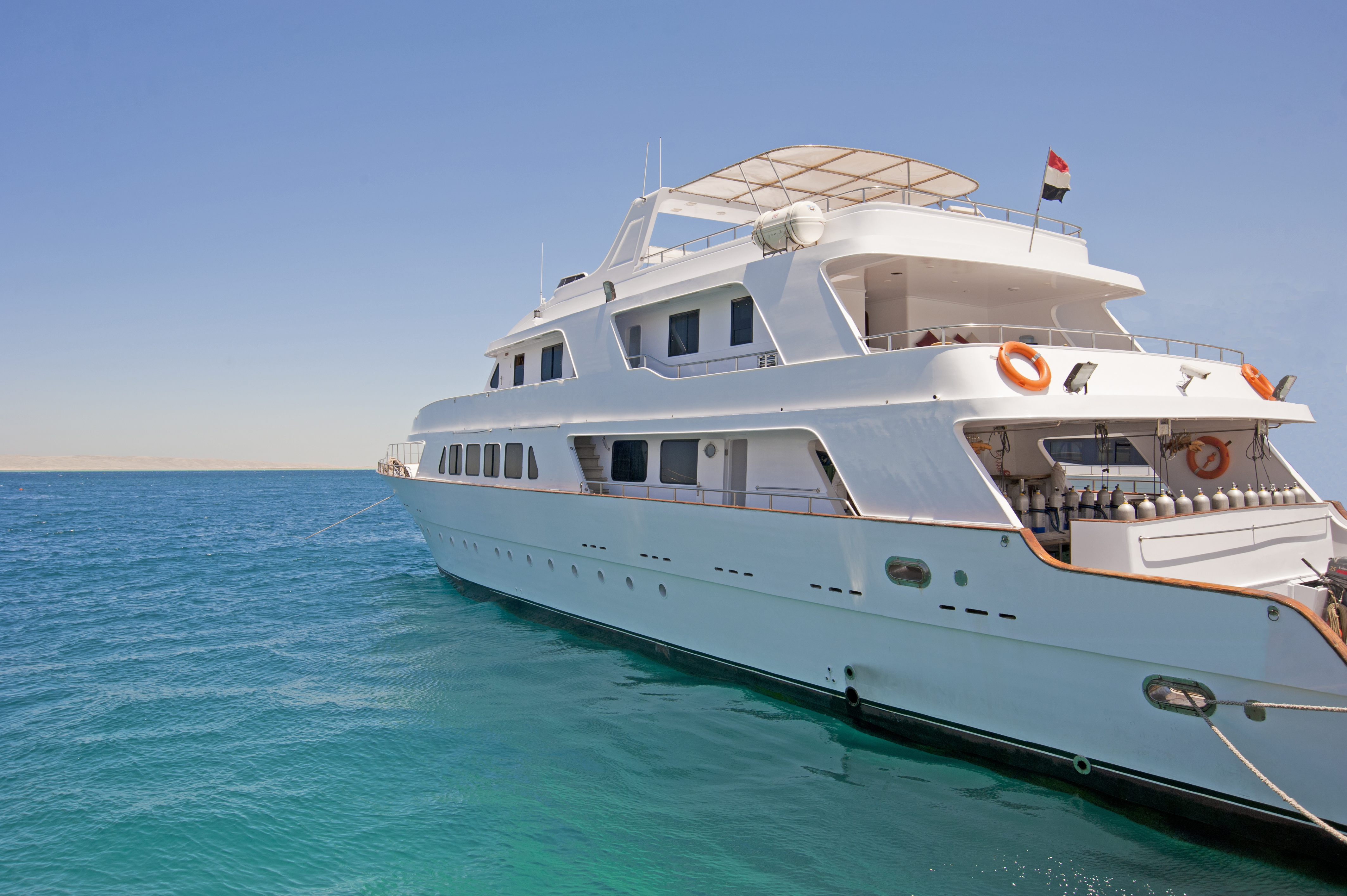 Luxurious liveaboard in Mediterranean Sea awaits its scuba divers before embarking on a trip to explore the area&#039;s top five warbirds