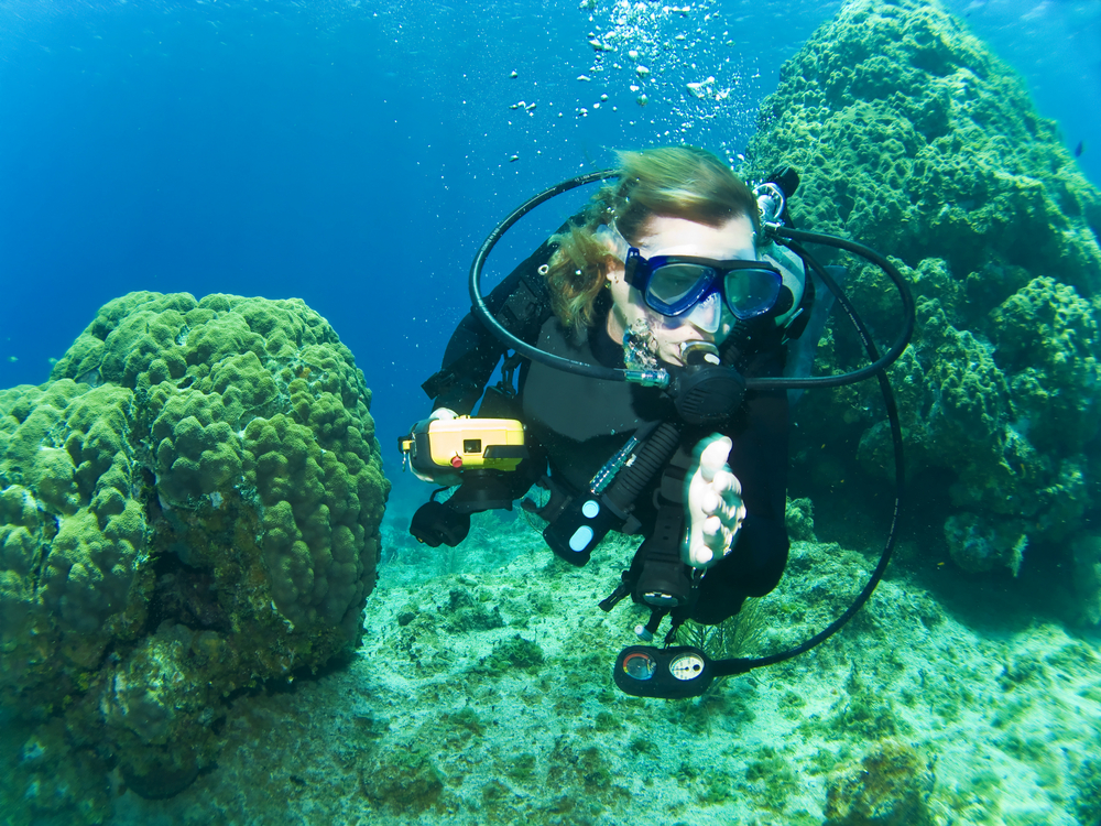 Diver uses her navigation skills to determine how to get back to shore after getting lost on a dive